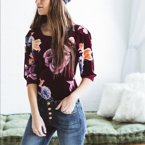 Willow & Root Floral Velvet Top Buckle NWT XS - Picture 4 of 4